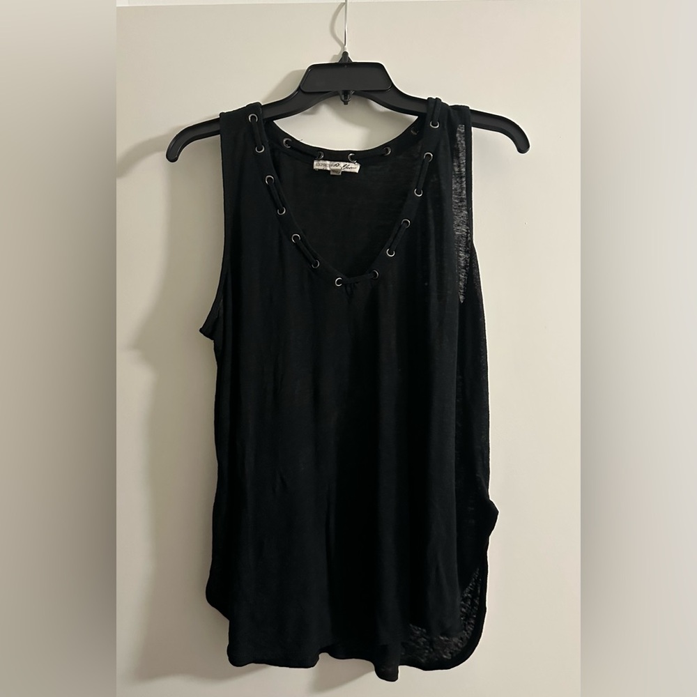 Express Black Tank Top with Eyelet Detail